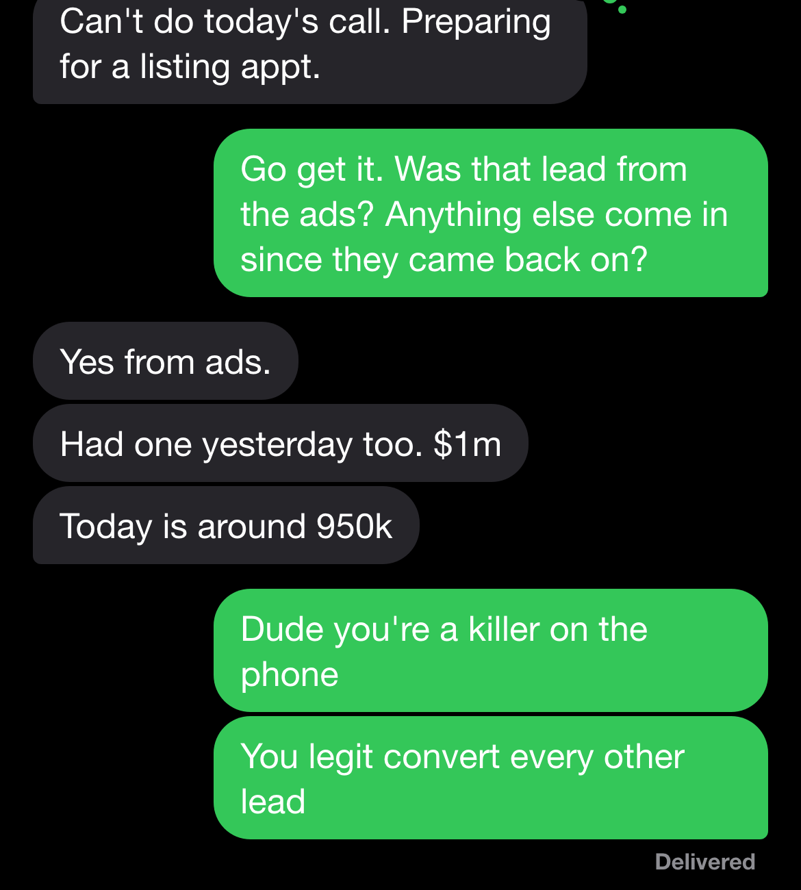 Text thread: leads from ads converting